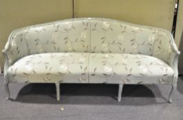 A 19th style sofa upholstered in pale turquoise