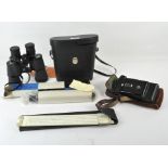 Assorted wares, including a pair of Mark Scheffel binoculars, in case,