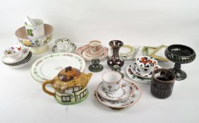 A Burlington ware cottage teapot, together with various other ceramics