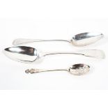 Two Georgian silver table spoons, comprising; Edinburgh 1824 by A M and London 1800,