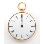 An ornate continental yellow metal ladies fob watch,