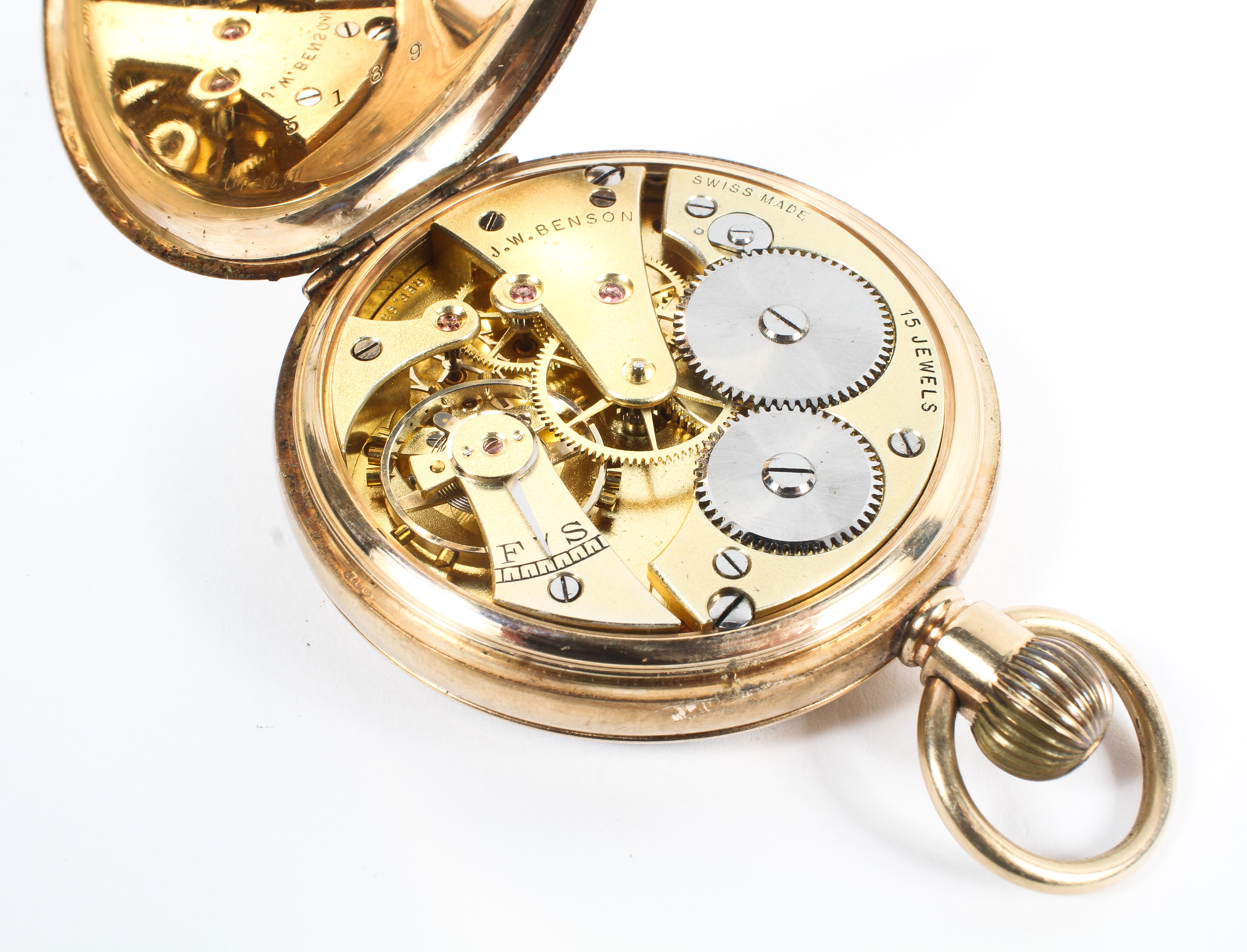 A 9ct gold cased J.W Benson pocket watch - Image 2 of 7