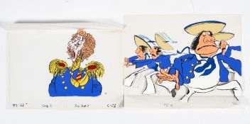 Two original hand painted animation cels used in the production of the cartoon film Dick Deadeye,