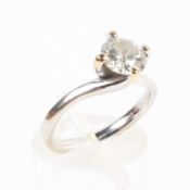 An 18ct white gold and diamond single stone ring.