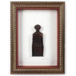 Freda Erwee, framed carved wood sculpture, titled Umculi I, signed lower right,