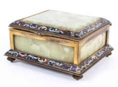A Victorian brass, cloisonne and onyx mounted jewel box, late 19th century,