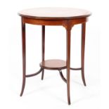 A Victorian mahogany occasional table, of circular form, with satinwood and ebony stringing,