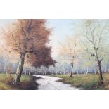 Remsen, 20th century English School, oil on canvas of a forest scene, signed lower left,