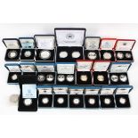 A large collection of silver proof coins, boxed, including: 1988, 1990, 1992,