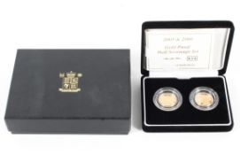 Two half sovereigns. A 2005 and 2006 Gold proof half sovereign set.