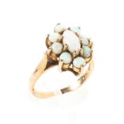 A 9ct gold and opal cluster ring, Size N