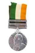 Edward VII South Africa medal with two bars; South Africa 1901 and South Africa 1902,