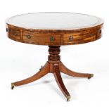 A Regency style leather topped mahogany drum table, 19th/20th century,