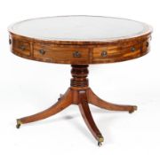 A Regency style leather topped mahogany drum table, 19th/20th century,