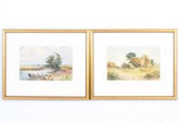 William Widgery (1822-1893), two landscape watercolours, one a river scene,