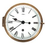 A mid century maritime brass cased bulk heads ship's clock,