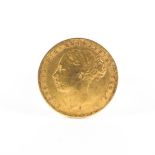 A Victorian young head gold sovereign 1875, Sydney mint, 8.0g.