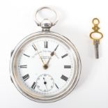 An Edwardian silver open faced pocket watch "The climax trip action patent" retailed by H Samuel,