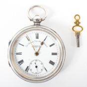 An Edwardian silver open faced pocket watch "The climax trip action patent" retailed by H Samuel,