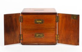 A Victorian brass-mounted oak table top cabinet, with brass plaque engraved with initials E.M.