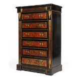 A French late 19th century ormolu-mounted Boulle work chest of drawers,