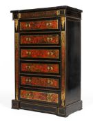 A French late 19th century ormolu-mounted Boulle work chest of drawers,