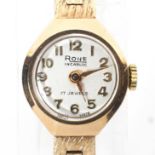 A vintage ladies 9ct gold Rone incabloc wristwatch, 17 jewel movement,