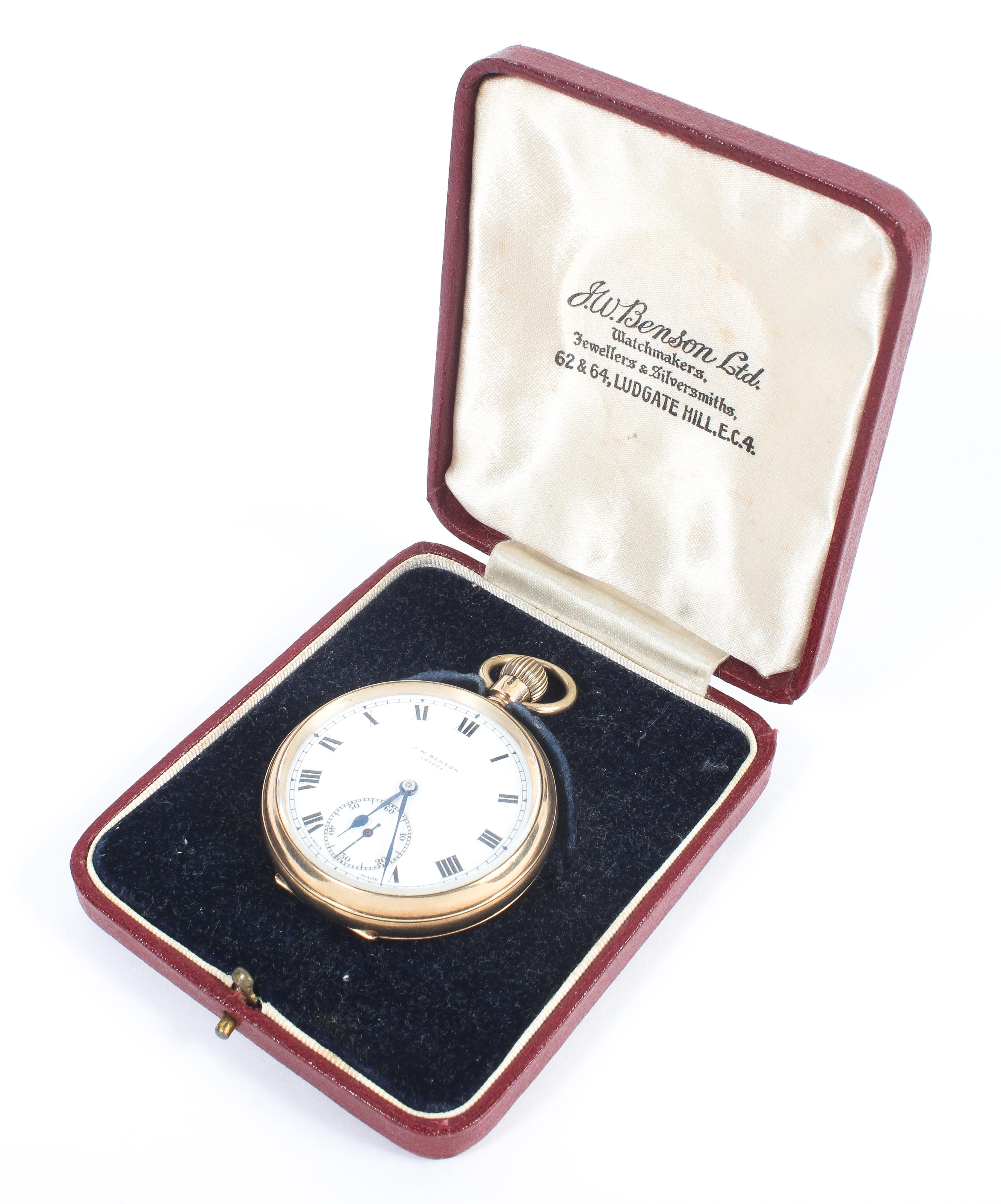 A 9ct gold cased J.W Benson pocket watch - Image 4 of 7