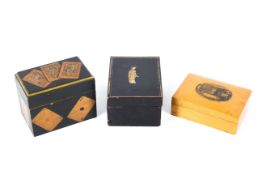 Three Victorian playing card boxes,