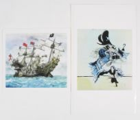 Ronald Searle, The Pirate, The Ship, coloured prints