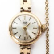 A 9ct gold Tudor Royal ladies cocktail watch, the strap and case marked 375,