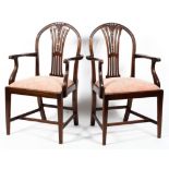 A pair of Georgian style mahogany armchairs, 20th century,