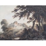 Joseph Bartlet, (1757-1811), watercolour of a house in wooded landscape, framed,