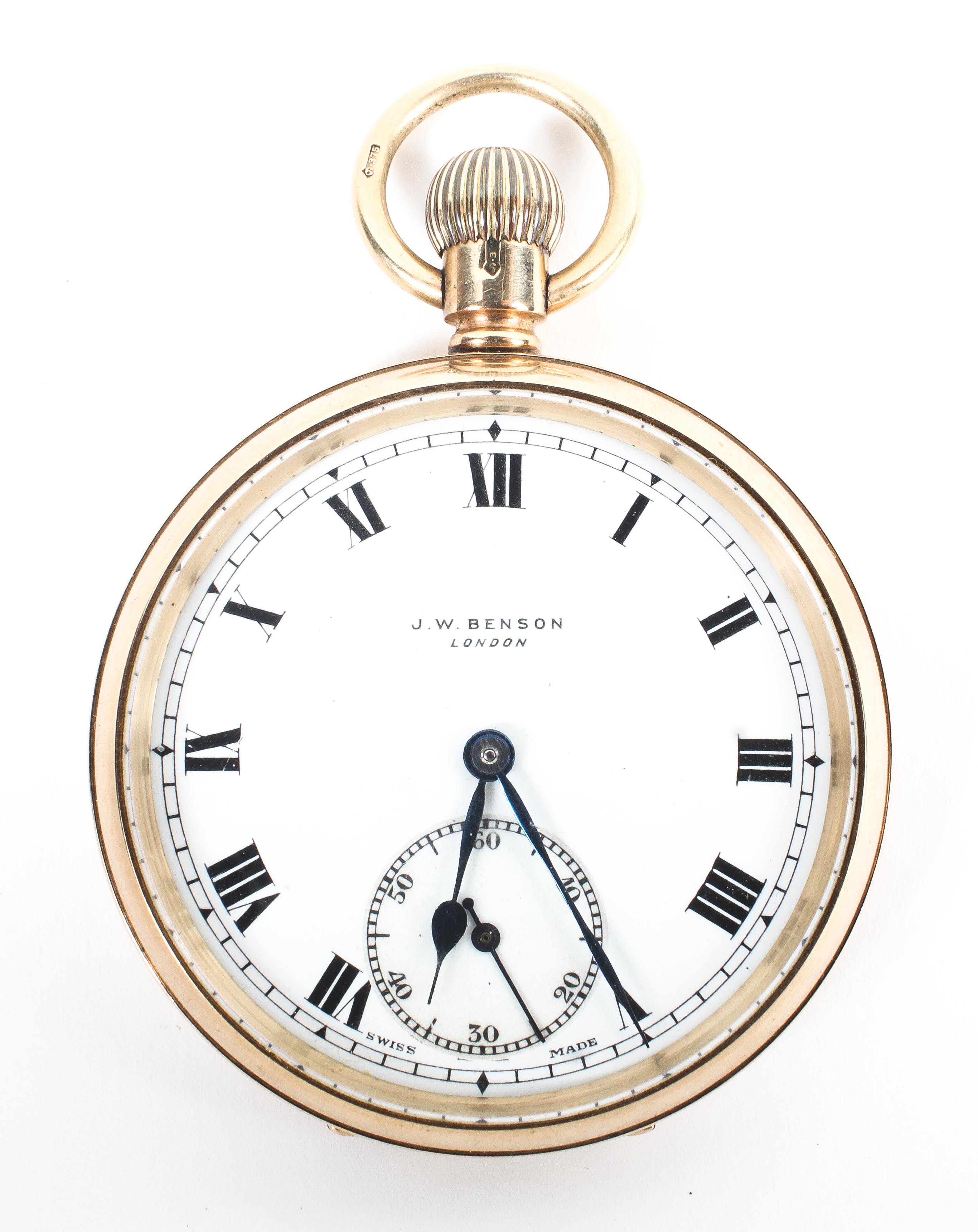 A 9ct gold cased J.W Benson pocket watch