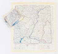 Three Cold War RAF printed silk maps including Lublin - Zhitmoir/Bucharest,