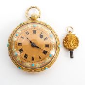 An unmarked continental yellow metal ladies pocket watch