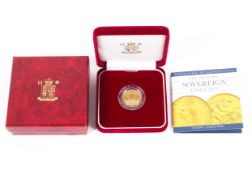 An 1889 Victorian Sovereign in perspex case. 7.98g.