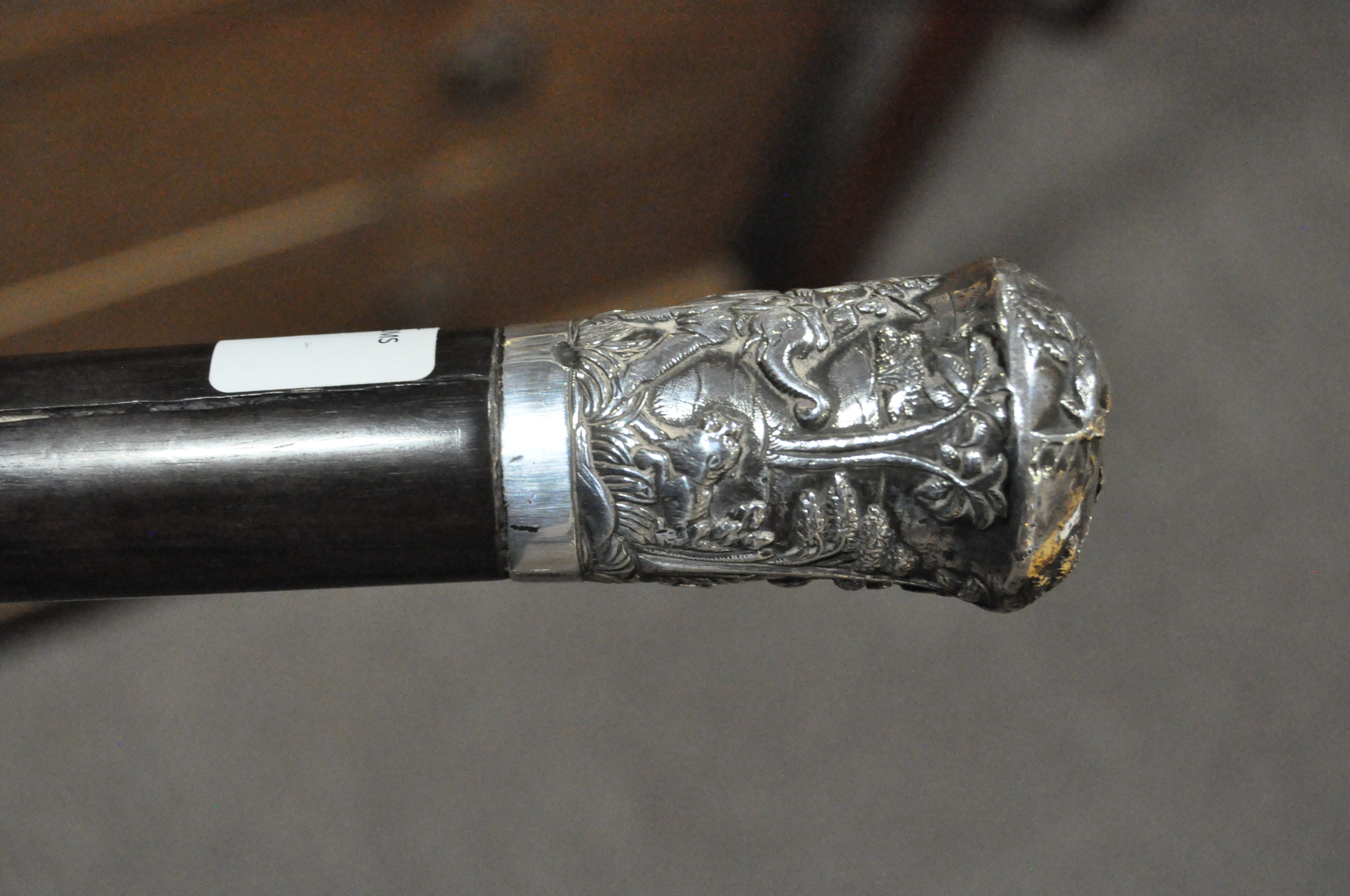 Three silver and white metal mounted walking canes, - Image 21 of 26