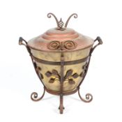 A late 19th/early 20th century brass coal bucket and cover,