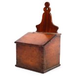 An early 19th century mahogany candle box,