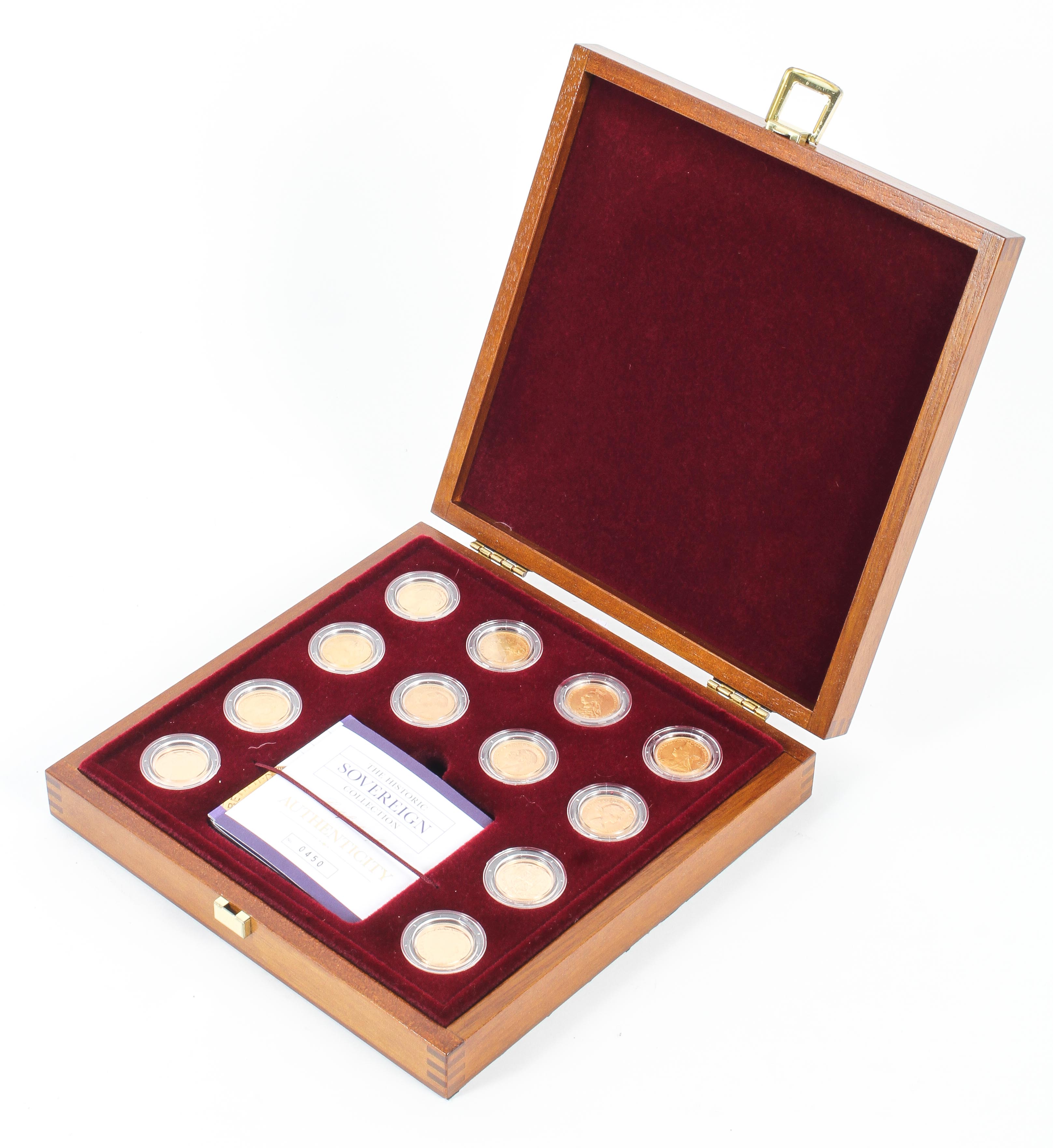 A twelve 22ct gold full sovereign collection "The historic sovereign collection"