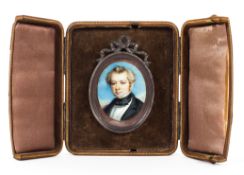 A Victorian portrait miniature of a gentleman on ivory, late 19th century,