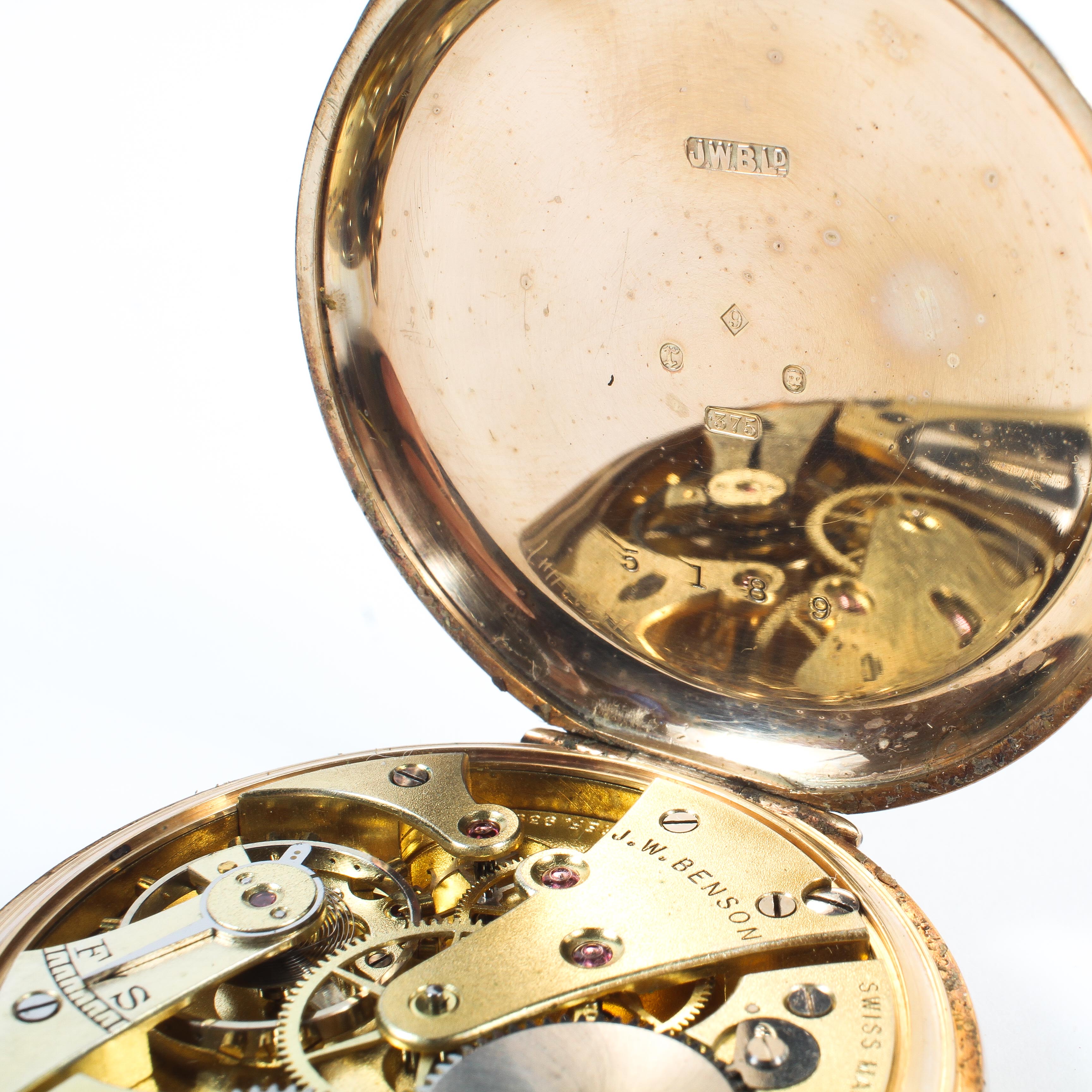 A 9ct gold cased J.W Benson pocket watch - Image 3 of 7