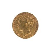 A Victorian young head gold sovereign, 1879, Sydney mint. 8.0g.