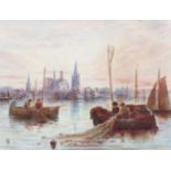 Myles Birket Foster RWS (1825-99), Fishermen, watercolour, monogrammed BF lower left, framed,