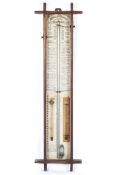 A Victorian Admiral Fitzroy barometer, late 19th century, with atmospheric measure, in oak frame,