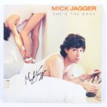 A signed copy of Mick Jagger's 'She's the Boss' LP, CBS Inc, 1985,