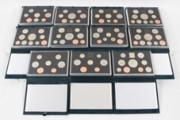 A selection of proof GB coin sets, in boxes, including: 1987, 1991, 1992, 1993, 1994, 1995, 1996,