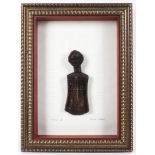 Freda Erwee, framed carved wood sculpture, titled Umculi, III, signed lower right,