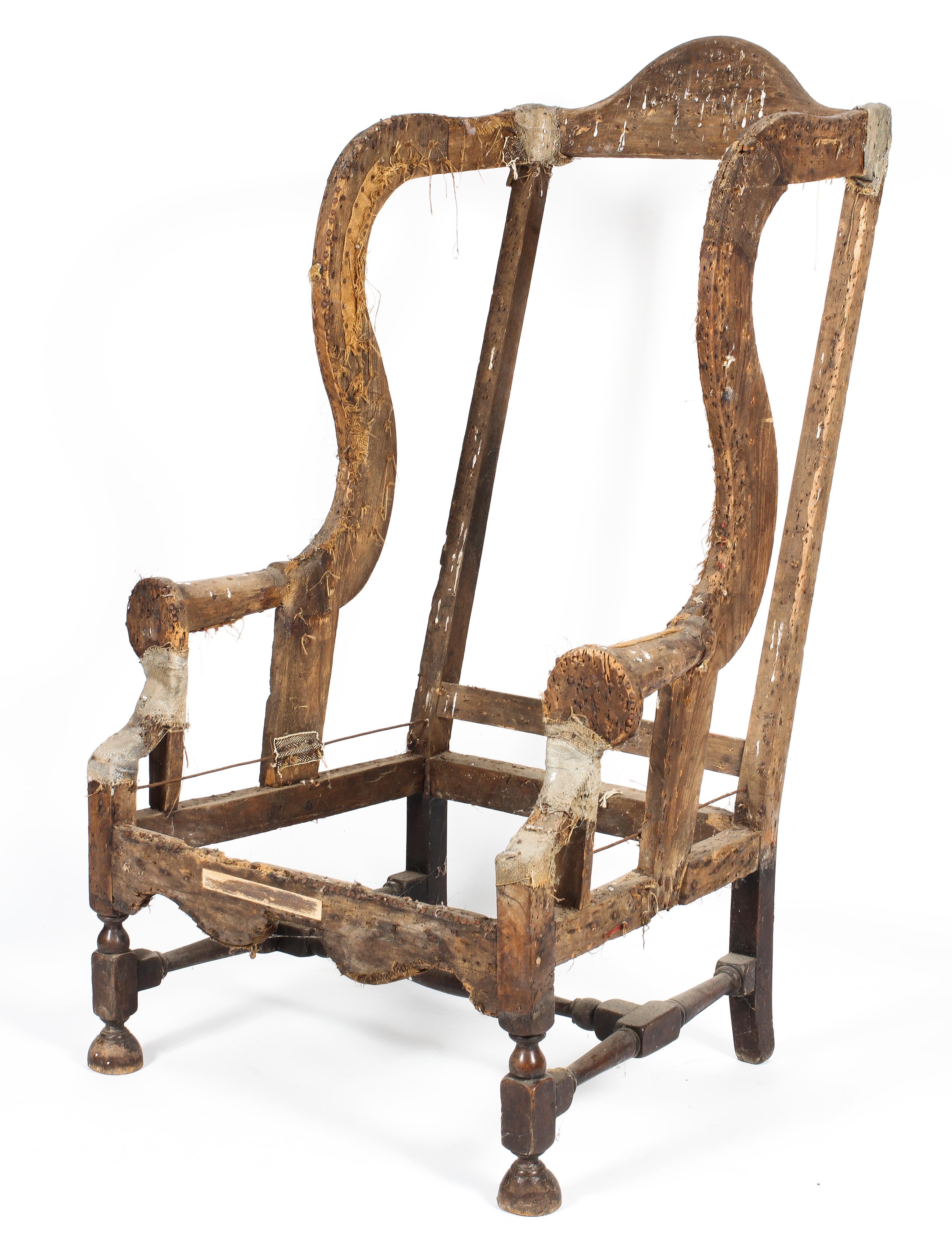 A Queen Anne armchair frame, late 17th/early 18th century,